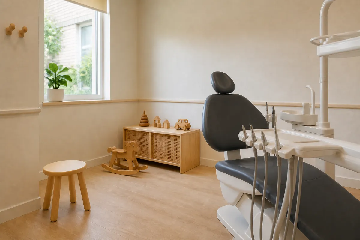 Small kids corner in a dental clinic waiting area in Moshi.